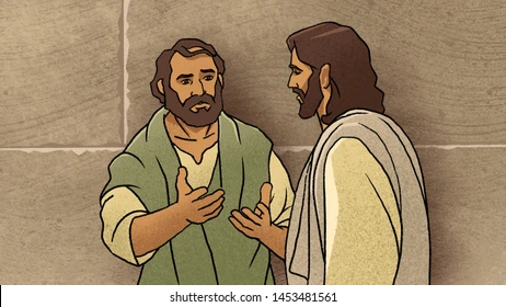 biblical illustration jesus peter talking 260nw 1453481561