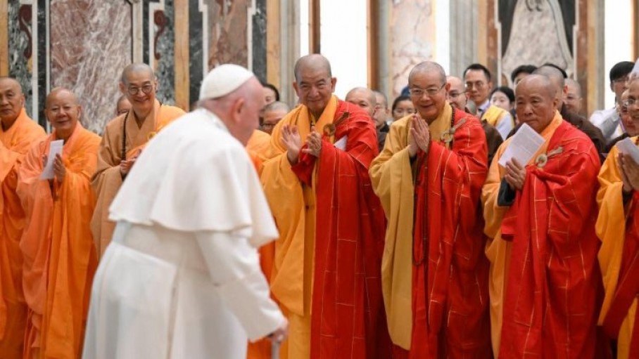 il papa alludienza con la delegazione dellunited association of humanistic buddhism di taiwan