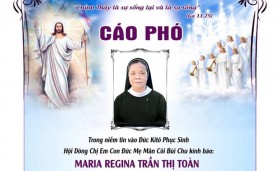 Cáo phó: Nữ tu M. Regina Trần Thị Toàn
