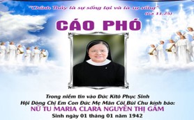 Cáo phó nữ tu Maria Clara Nguyễn Thị Gấm