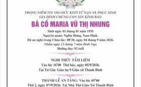 Cáo phó thân mẫu cha Gioan Maria Nguyễn Tri Phương