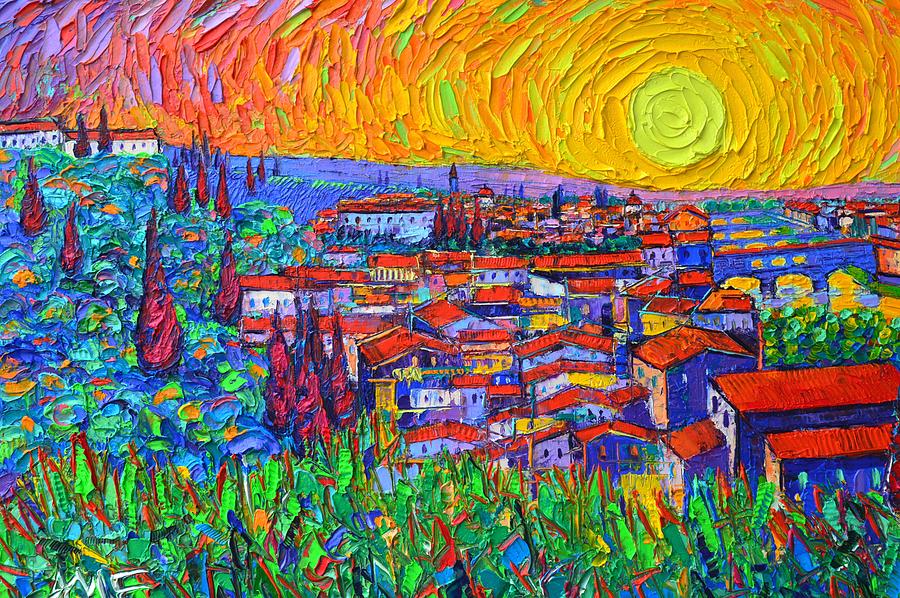 florence sunset 7 modern impressionist abstract city impasto knife oil painting ana maria edulescu ana maria edulescu