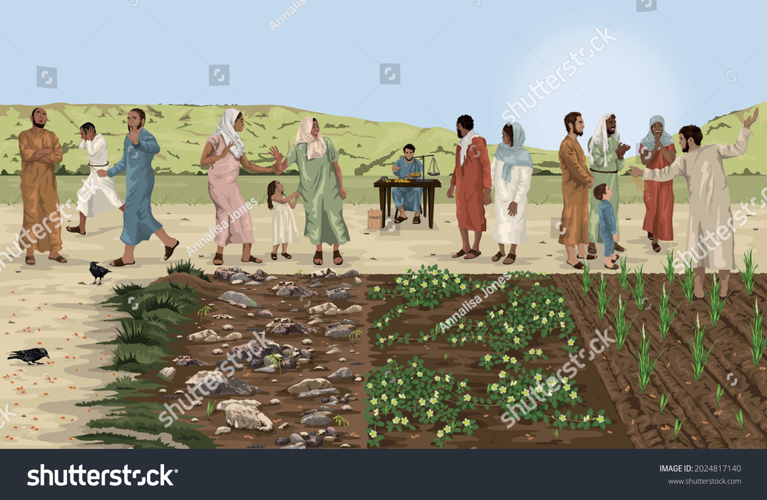 stock vector the parable of the sower illustration 2024817140