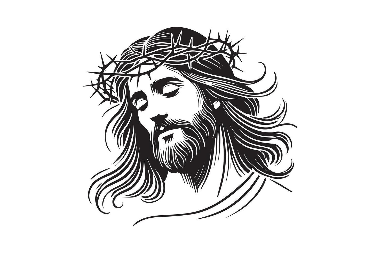 jesus christ line art illustration clip art white background vector 1