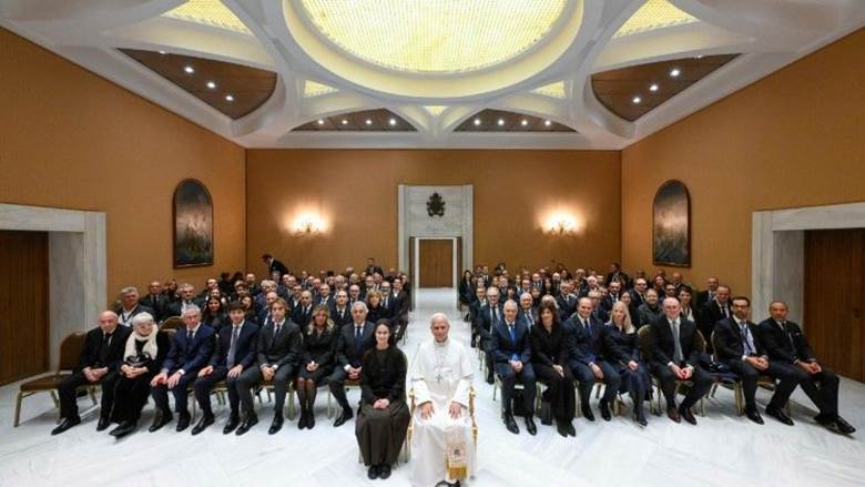 Pope Leo XIV with executives from Mercedes-Benz