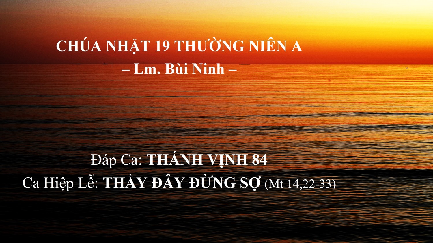 Chúa Nhật 19 Thường Niên A – Đáp Ca – Ca Hiệp Lễ – Lm. Bùi Ninh