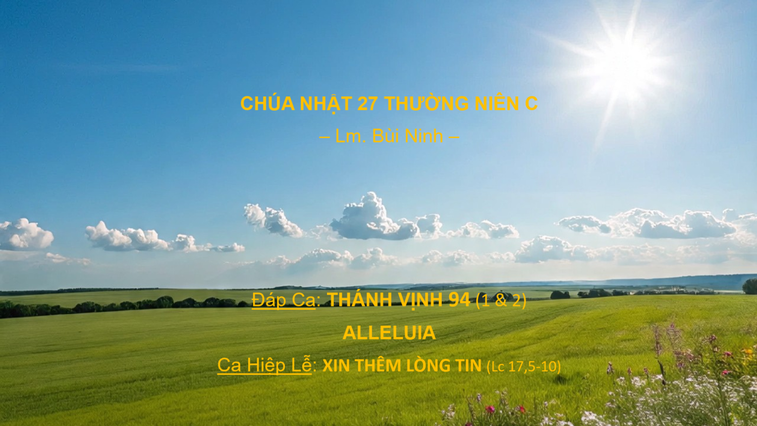 Chúa Nhật 27 Thường Niên C – Đáp Ca - Alleluia - Ca Hiệp Lễ – Lm. Bùi Ninh